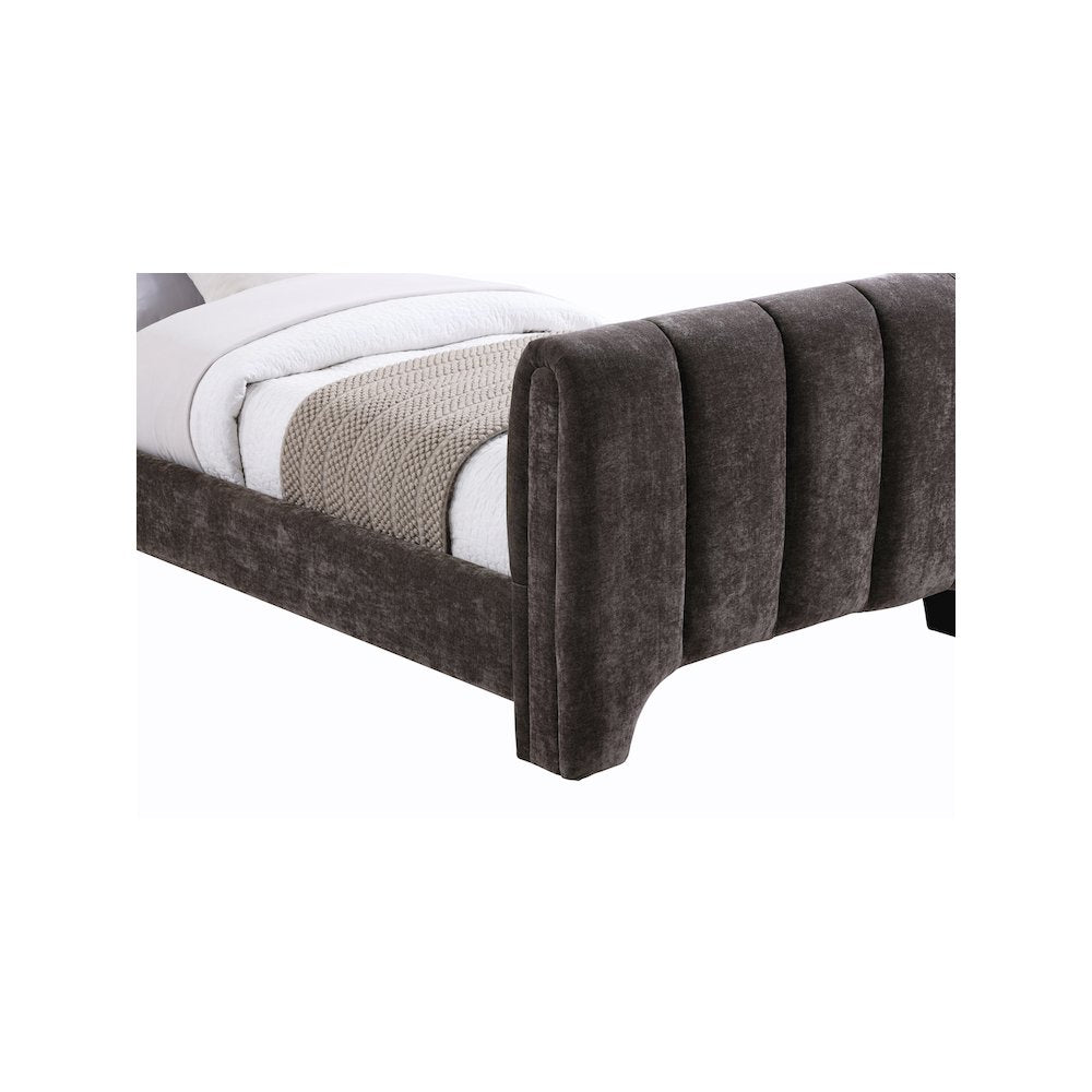 Camila Brown Chenille Fabric Twin Bed