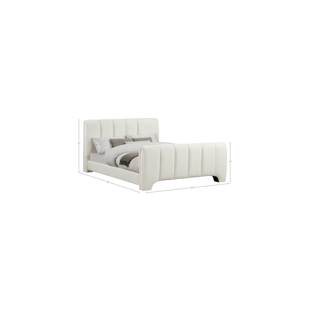 Camila Cream Chenille Fabric Full Bed