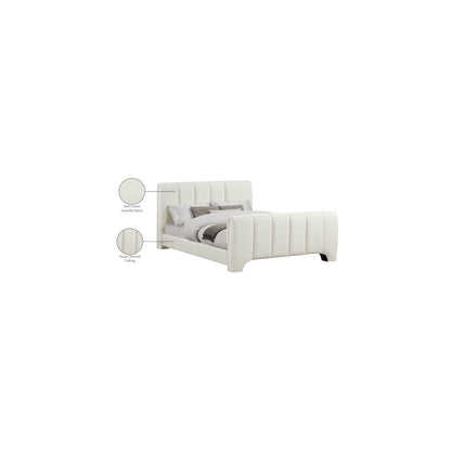 Camila Cream Chenille Fabric King Bed