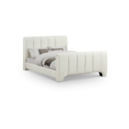 Camila Cream Chenille Fabric King Bed