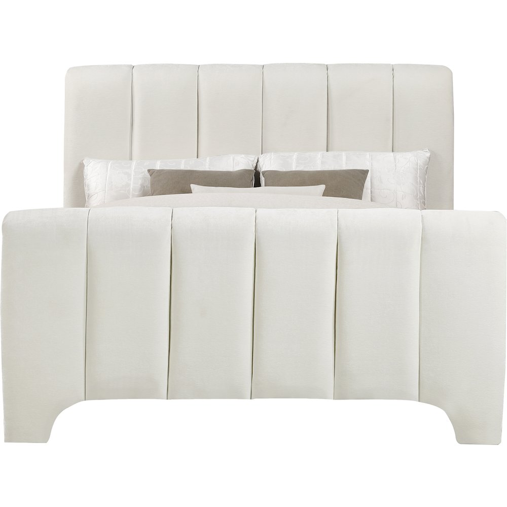 Camila Cream Chenille Fabric King Bed
