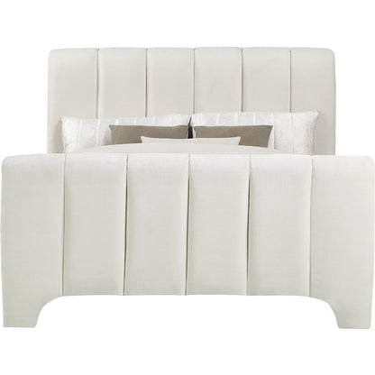 Camila Cream Chenille Fabric King Bed