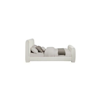 Camila Cream Chenille Fabric King Bed
