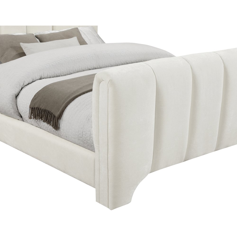 Camila Cream Chenille Fabric King Bed