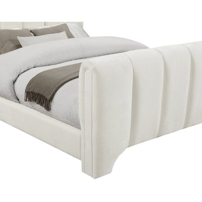 Camila Cream Chenille Fabric King Bed
