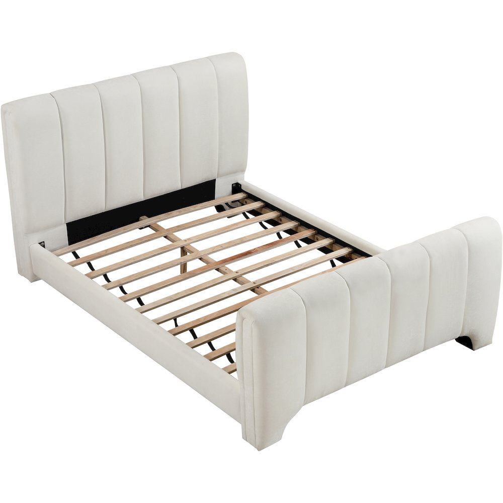Camila Cream Chenille Fabric King Bed