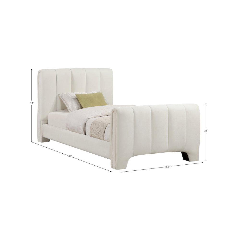 Camila Cream Chenille Fabric Twin Bed