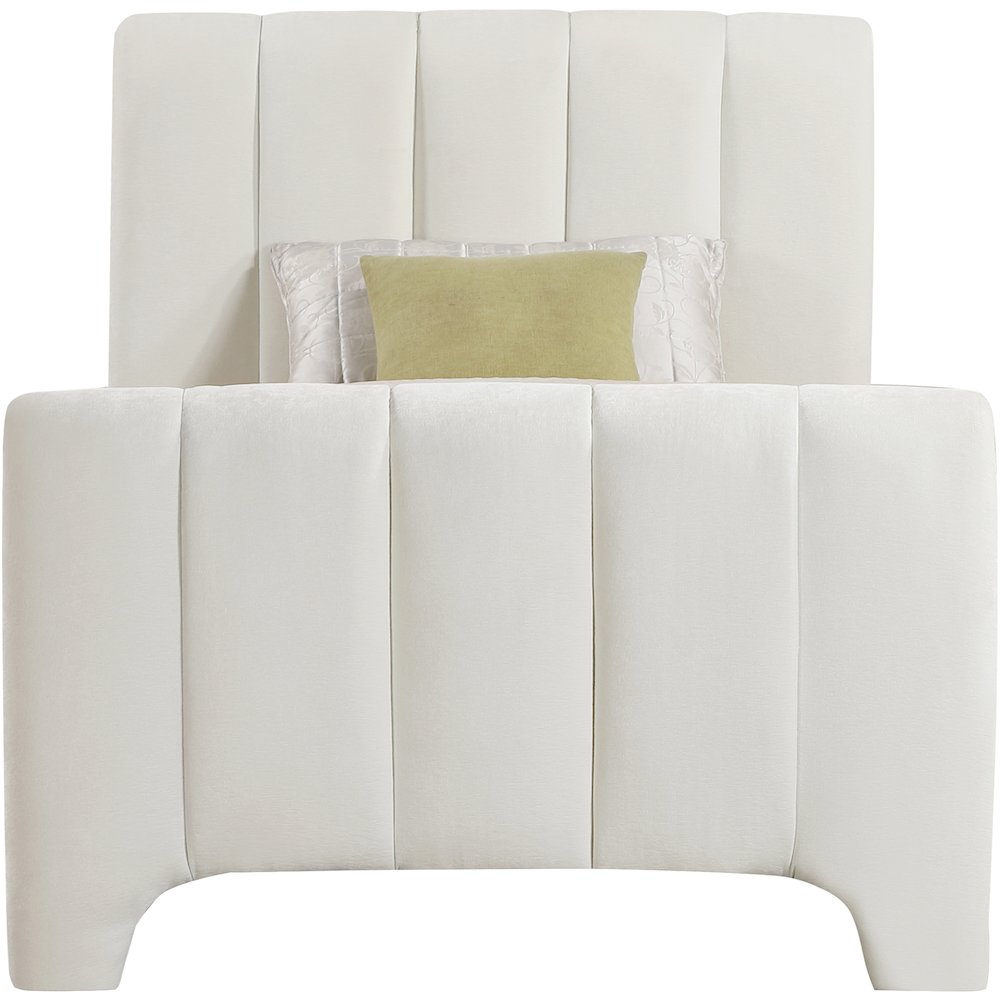 Camila Cream Chenille Fabric Twin Bed