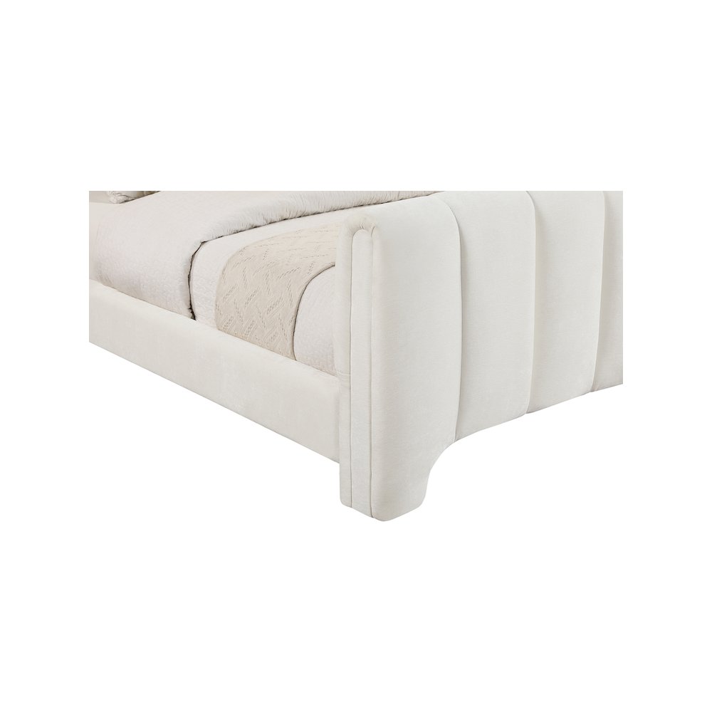Camila Cream Chenille Fabric Twin Bed