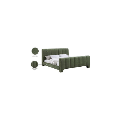 Camila Green Chenille Fabric Full Bed