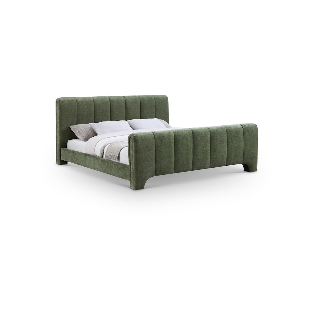 Camila Green Chenille Fabric Full Bed
