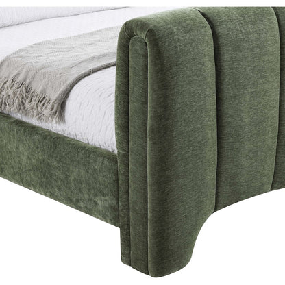 Camila Green Chenille Fabric Twin Bed