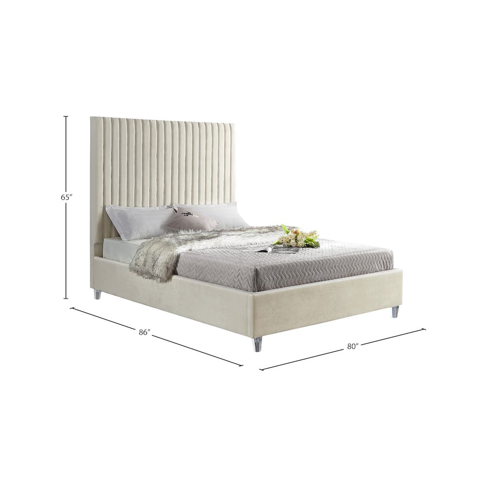 Candace Cream Velvet King Bed