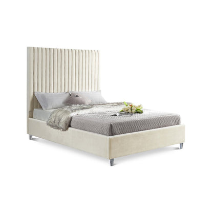 Candace Cream Velvet King Bed