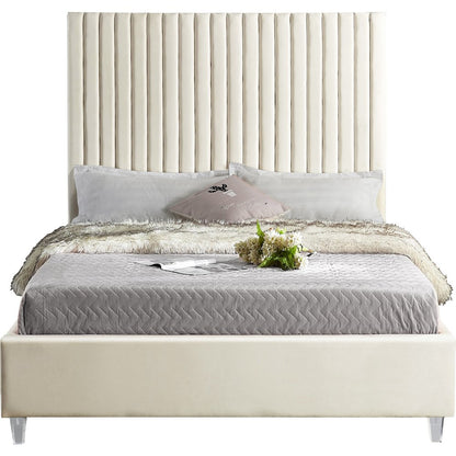 Candace Cream Velvet King Bed