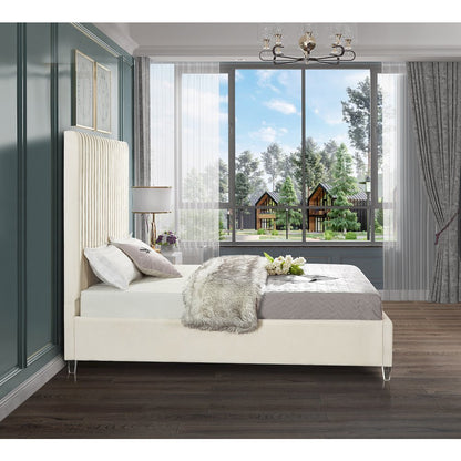 Candace Cream Velvet King Bed