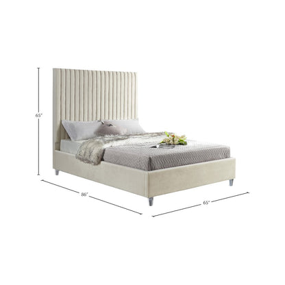 Candace Cream Velvet Queen Bed