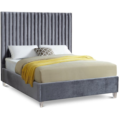 Candace Grey Velvet King Bed