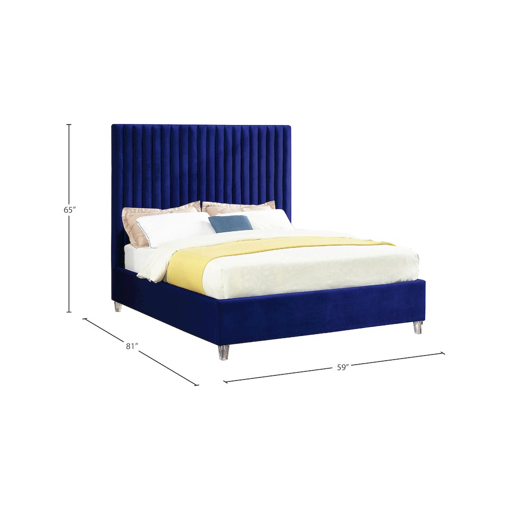 Candace Navy Velvet Full Bed