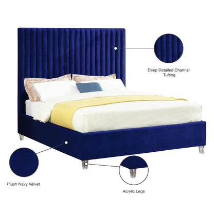 Candace Navy Velvet Full Bed