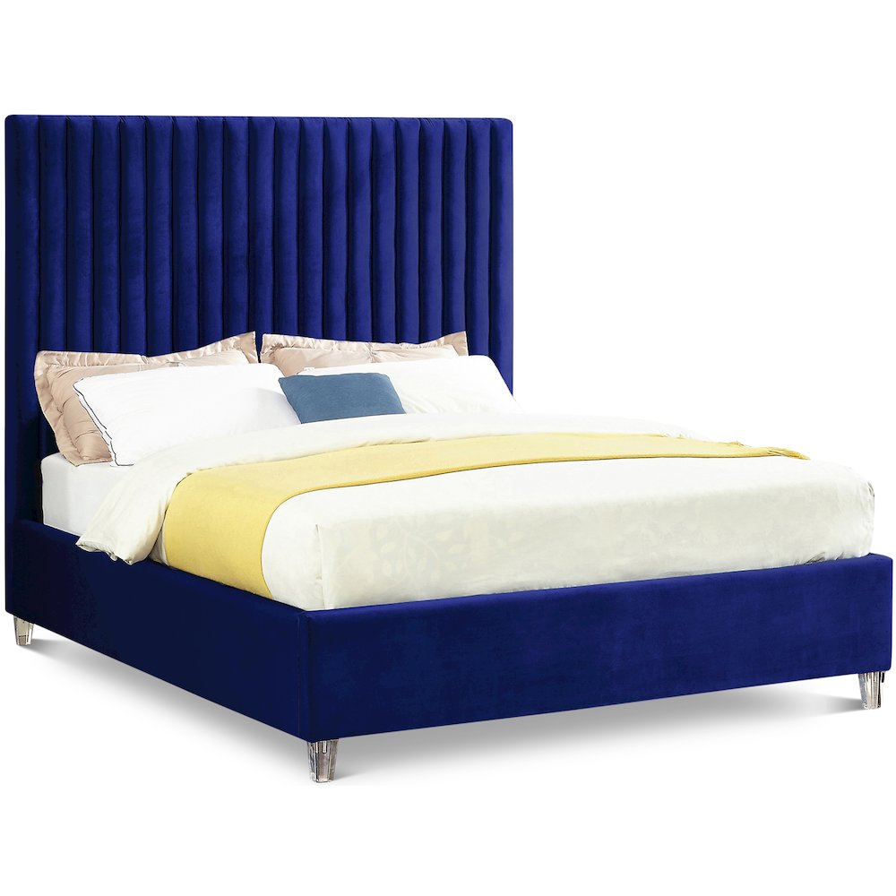 Candace Navy Velvet King Bed