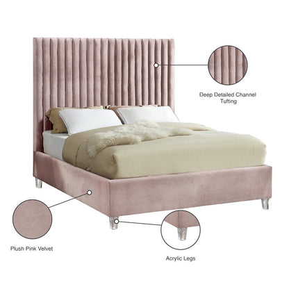 Candace Pink Velvet King Bed