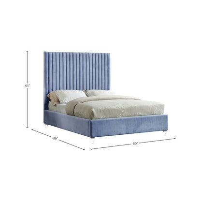 Candace Sky Blue Velvet King Bed