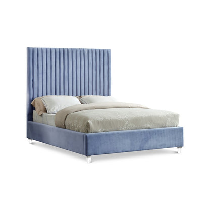 Candace Sky Blue Velvet King Bed