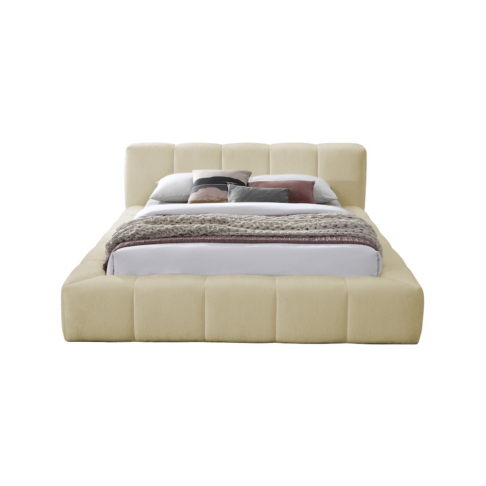 Carlin Beige Chenille Fabric Full Bed