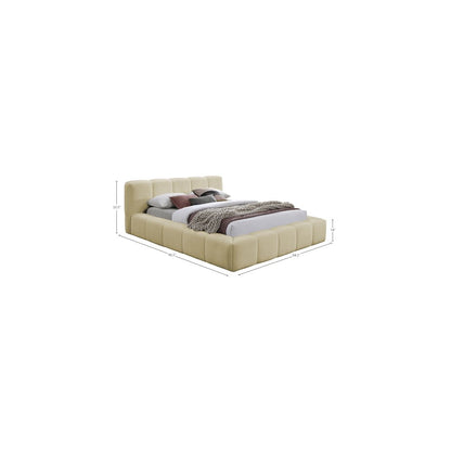 Carlin Beige Chenille Fabric King Bed