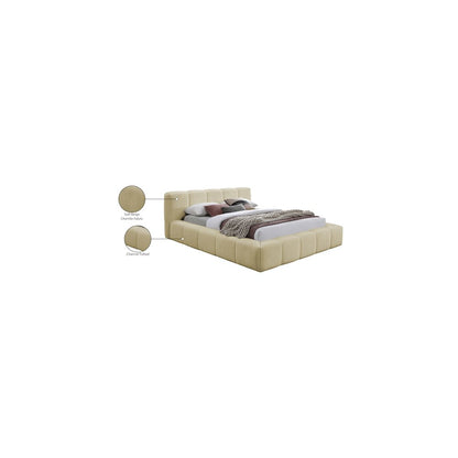 Carlin Beige Chenille Fabric King Bed