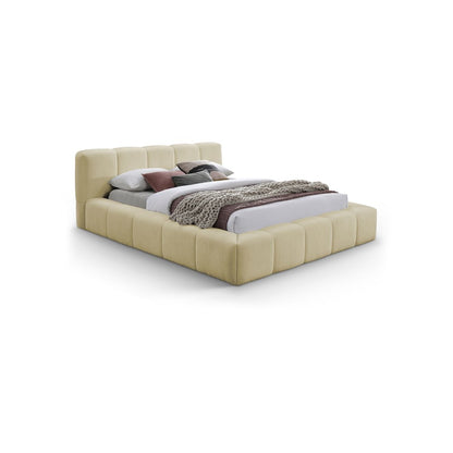 Carlin Beige Chenille Fabric King Bed