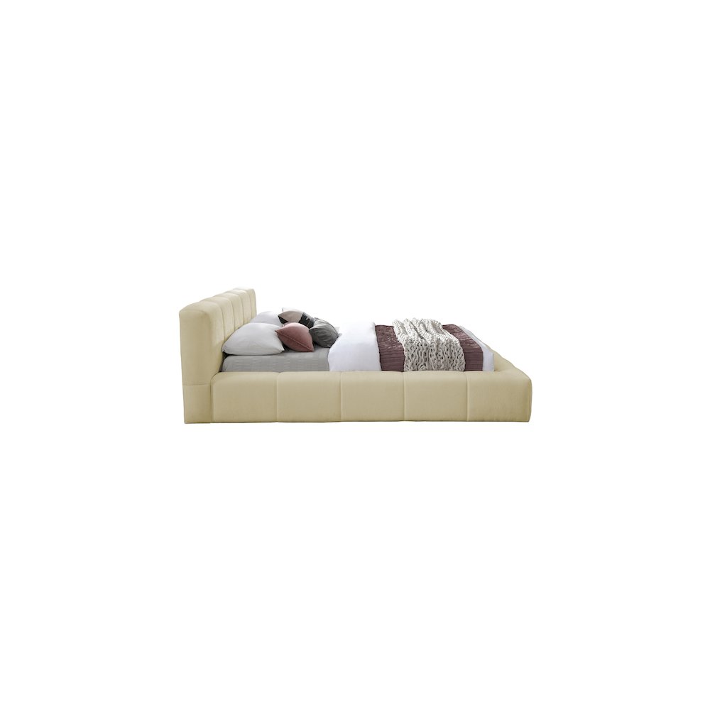 Carlin Beige Chenille Fabric King Bed