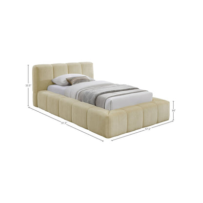 Carlin Beige Chenille Fabric Twin Bed