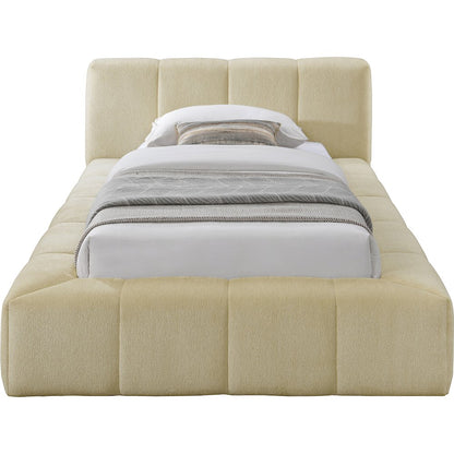Carlin Beige Chenille Fabric Twin Bed