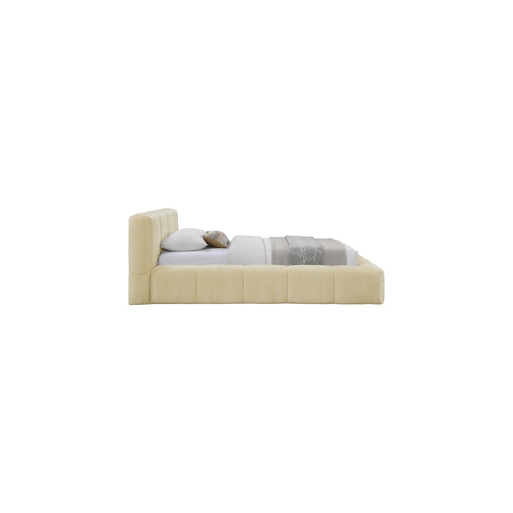 Carlin Beige Chenille Fabric Twin Bed