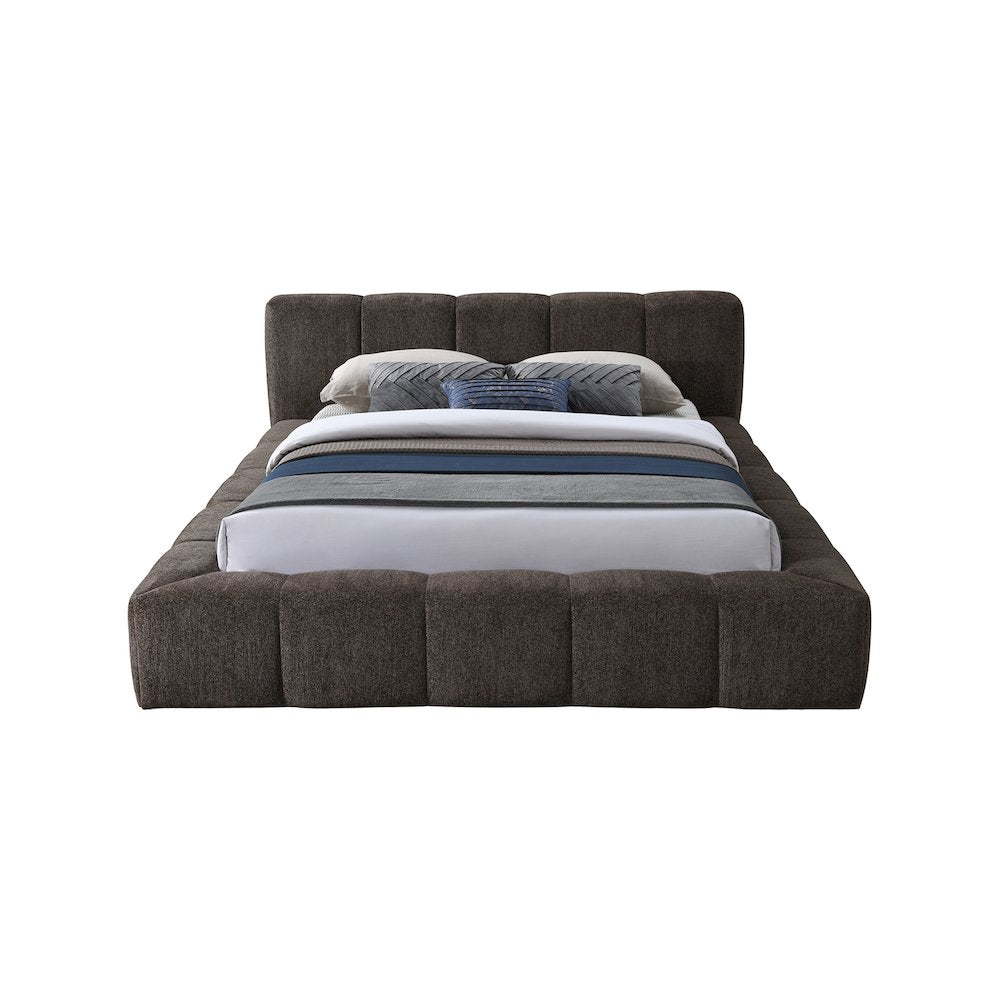 Carlin Brown Chenille Fabric King Bed