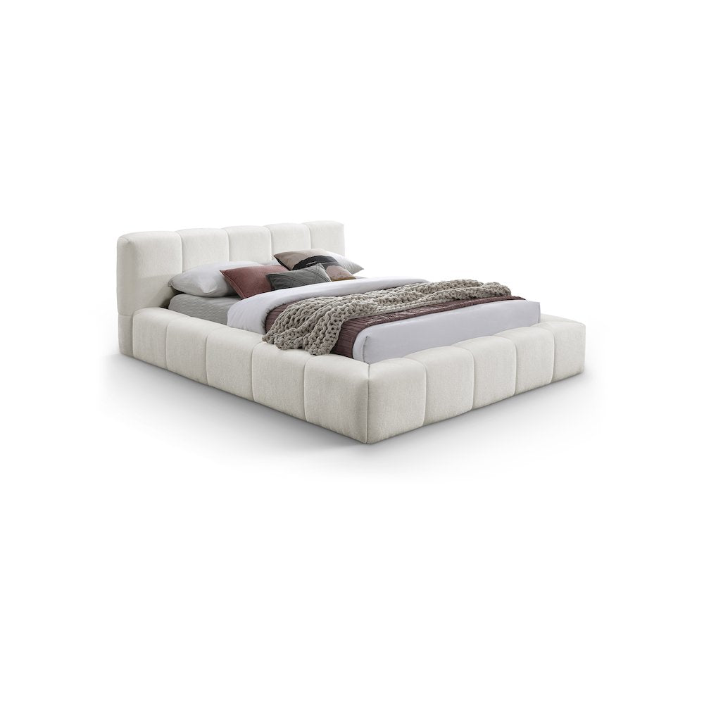 Carlin Cream Chenille Fabric Full Bed