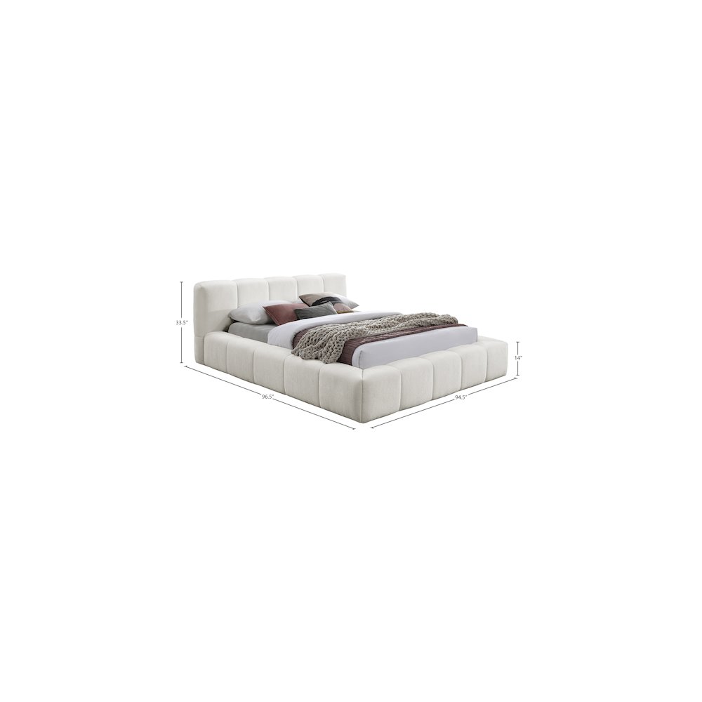 Carlin Cream Chenille Fabric King Bed