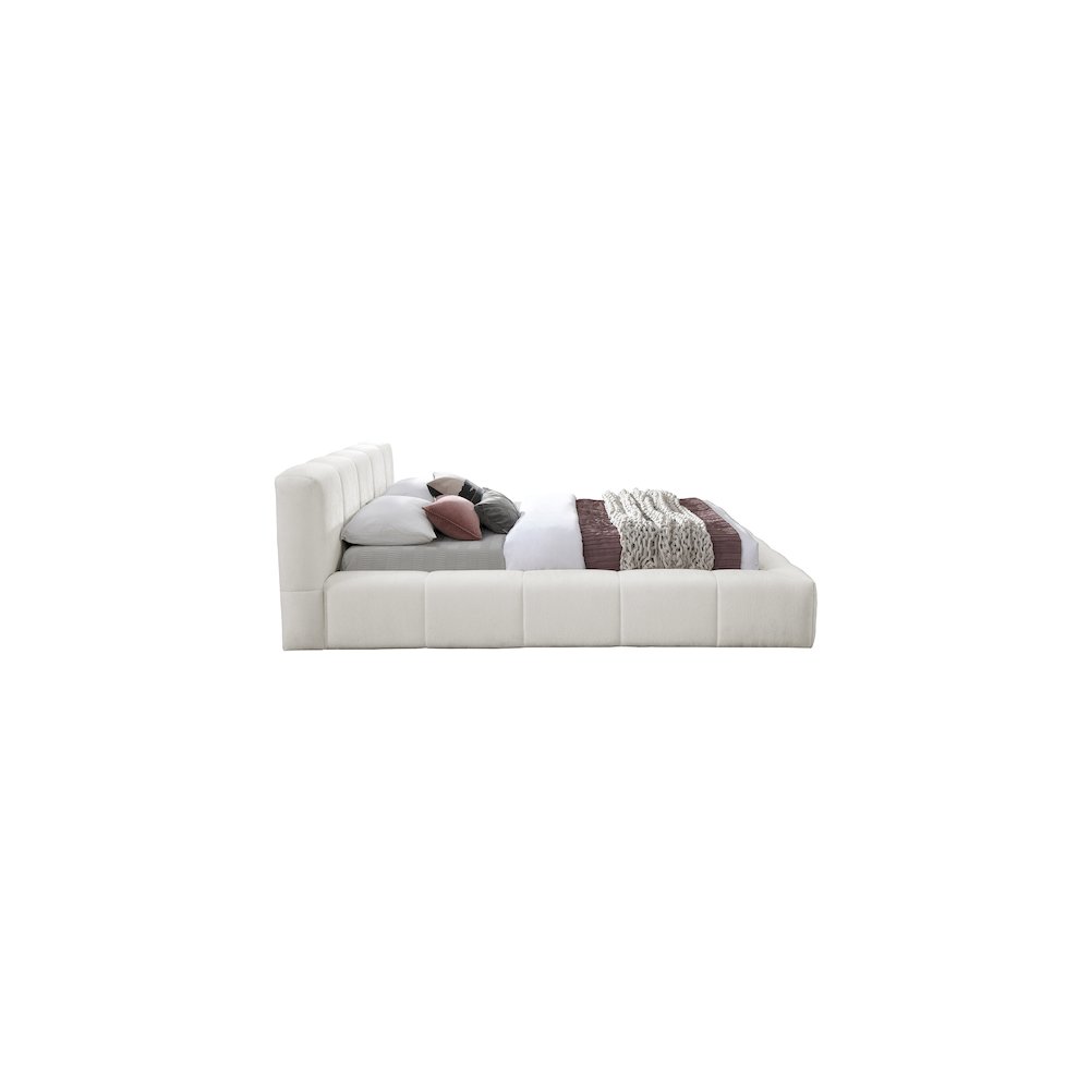 Carlin Cream Chenille Fabric Queen Bed