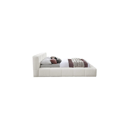 Carlin Cream Chenille Fabric Queen Bed