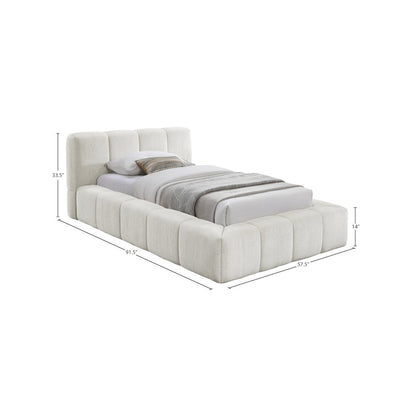 Carlin Cream Chenille Fabric Twin Bed