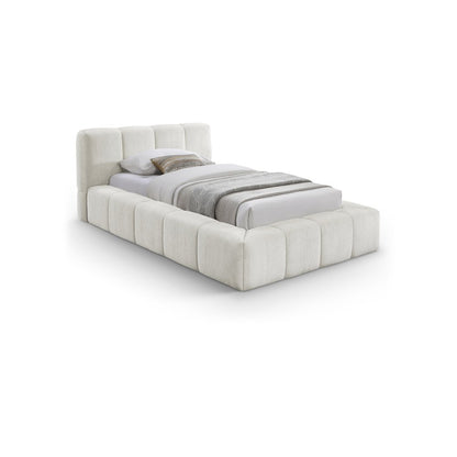 Carlin Cream Chenille Fabric Twin Bed