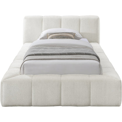 Carlin Cream Chenille Fabric Twin Bed