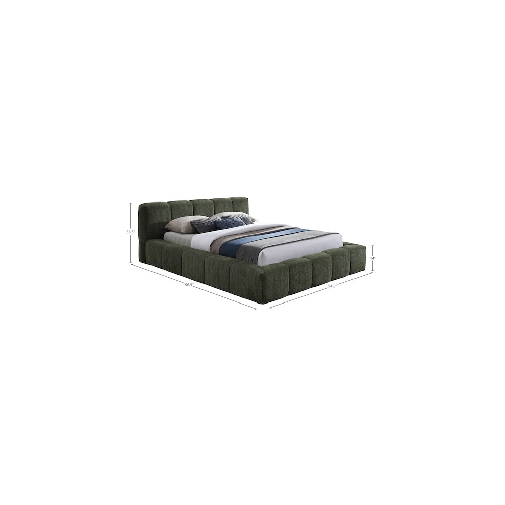 Carlin Olive Chenille Fabric King Bed