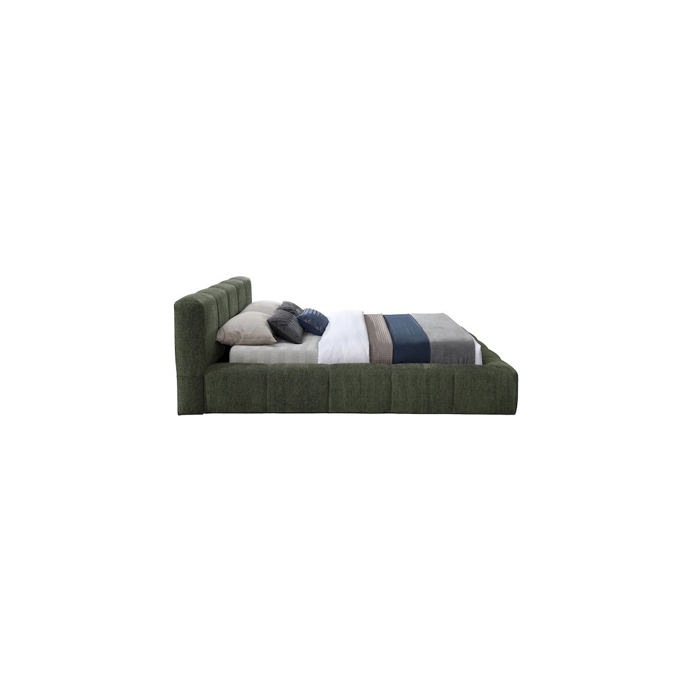 Carlin Olive Chenille Fabric Queen Bed