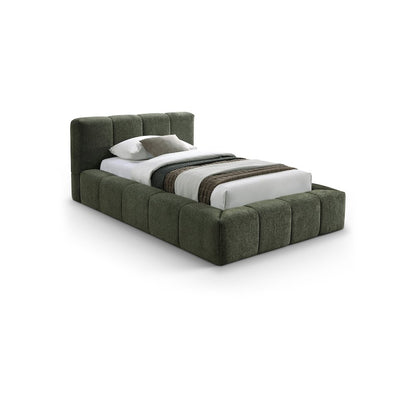 Carlin Olive Chenille Fabric Twin Bed
