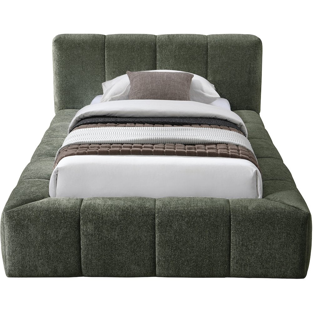 Carlin Olive Chenille Fabric Twin Bed