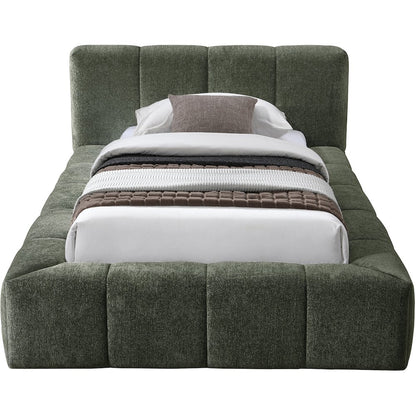Carlin Olive Chenille Fabric Twin Bed
