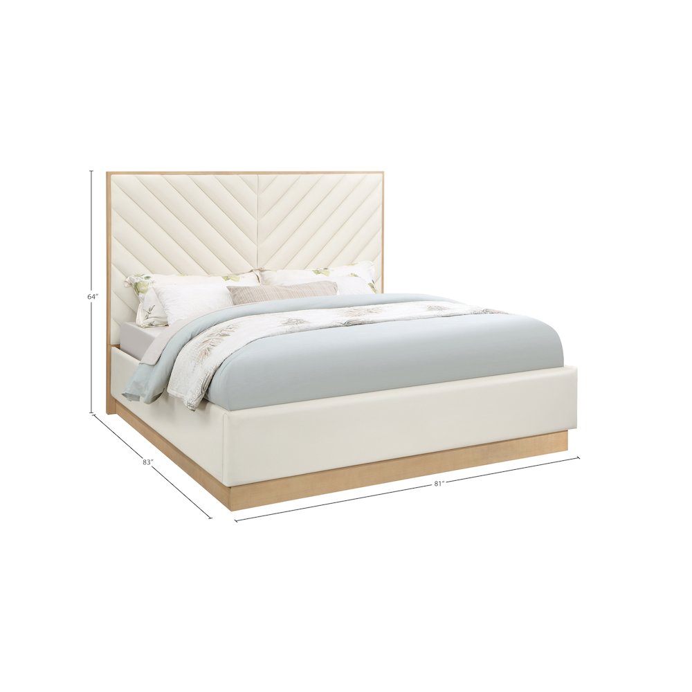 Casa Cream Vegan Leather King Bed
